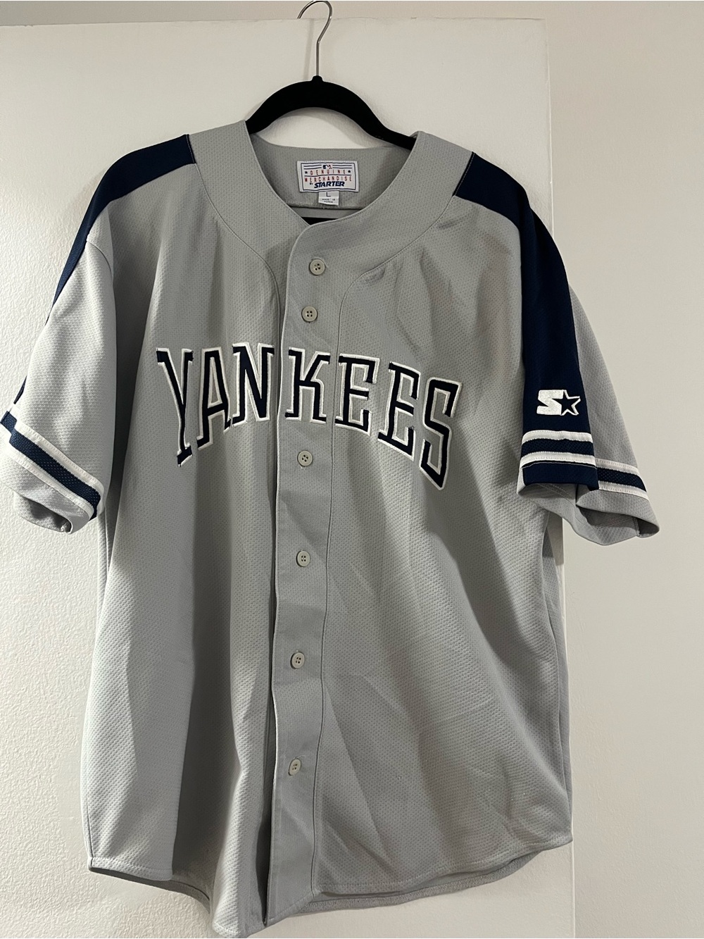 STARTER Grey and Navy Baseball Jersey